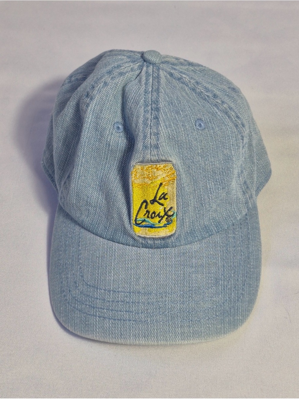 La Croix Yellow Can Patch Light Blue Denim Cap New